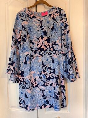 Lilly Pulitzer Navy and Light Blue Floral Dress